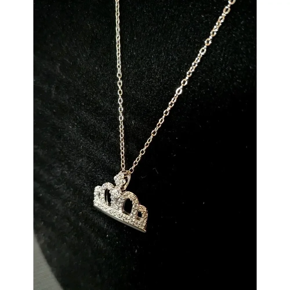 Rhodium Plated Sterling Silver Bella Luce® Crown Pendant w/ Multi-Length Chain
